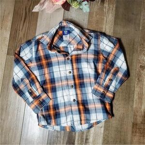 3/$20! Route 66 Boys Plaid Button Down Shirt Blue Orange Size Small 6/7 NWOT